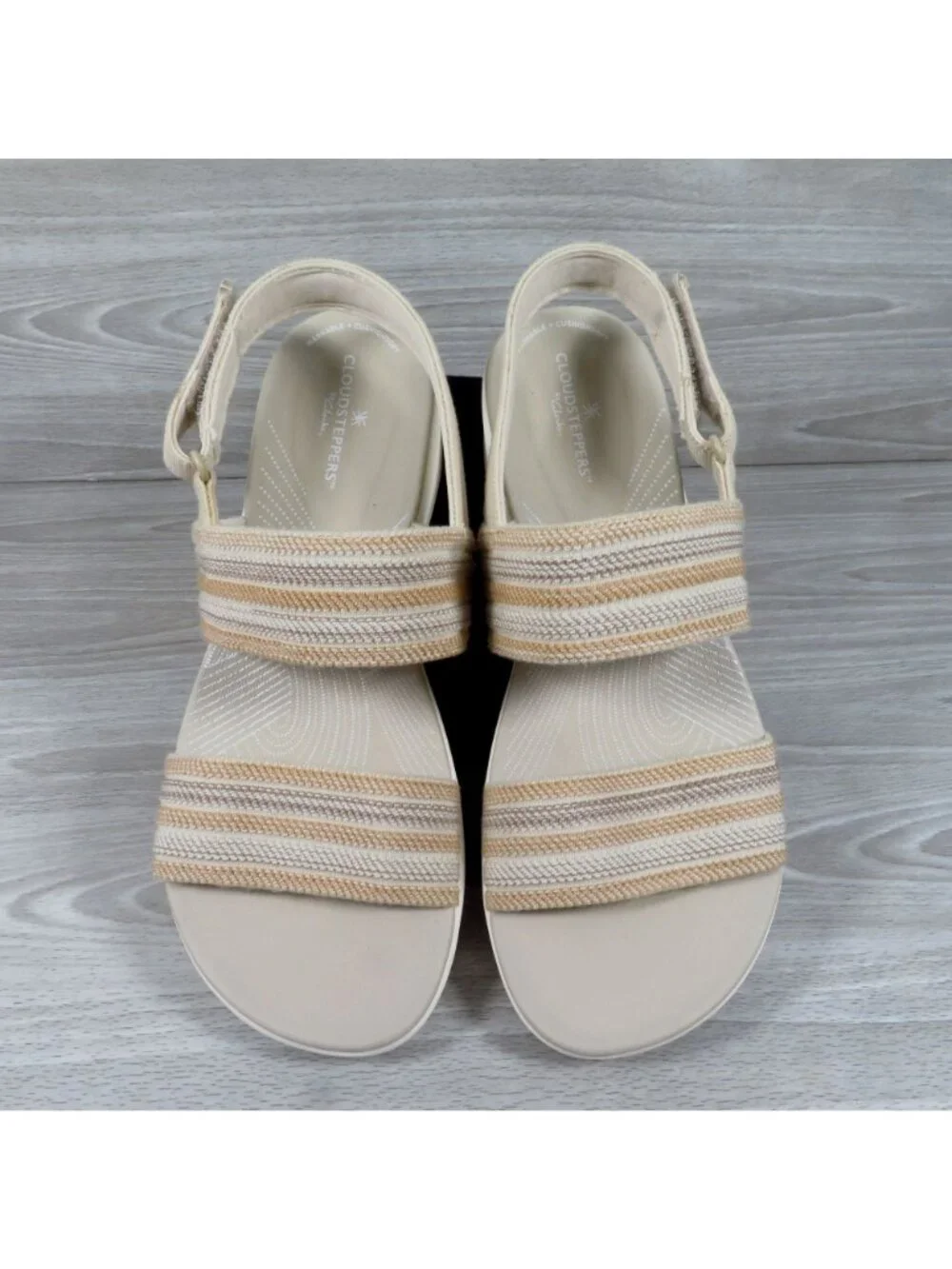 Clarks Arla Stroll Shoes Womens Size 9.5 Beige Combi Strappy Slingback Sandal